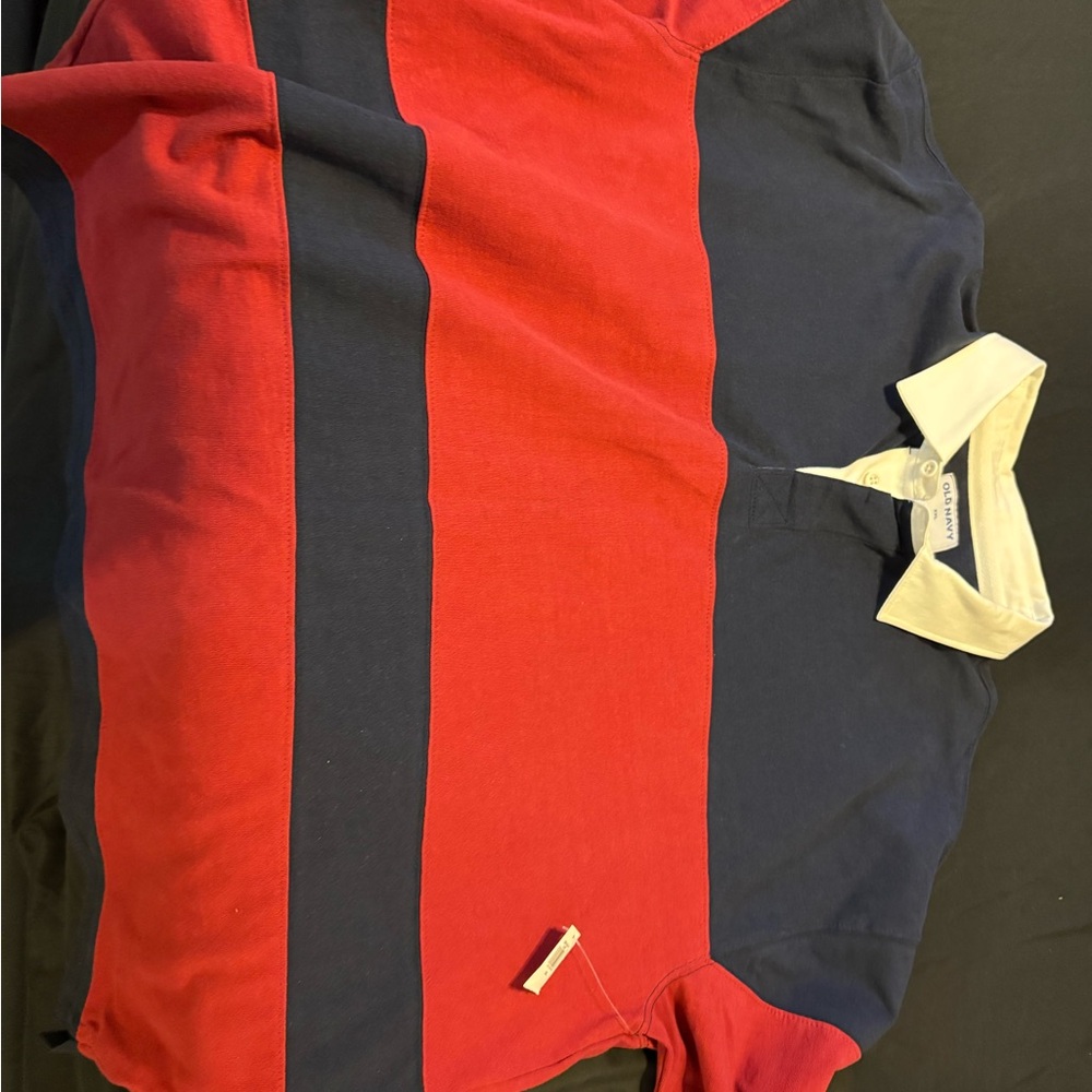 Old Navy Navy and Red Striped Polo Shirt